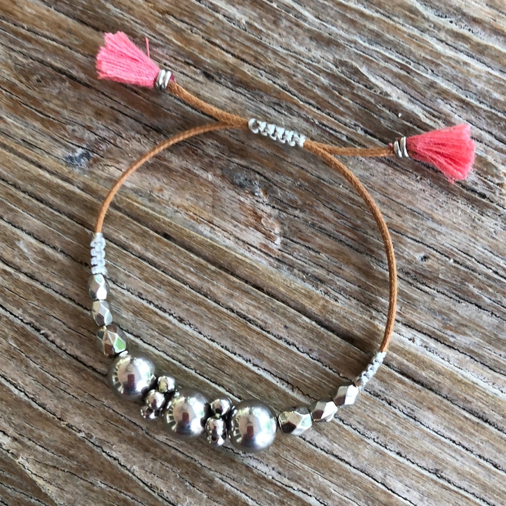 Anthropologie Silver Beaded Bracelet